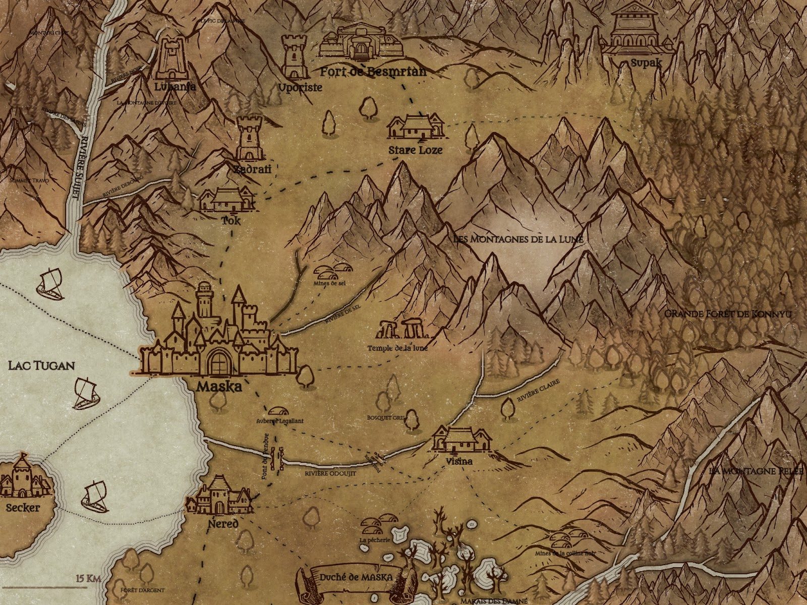 Mapa da região de Maska, o ducado e as terras do Cataclismo