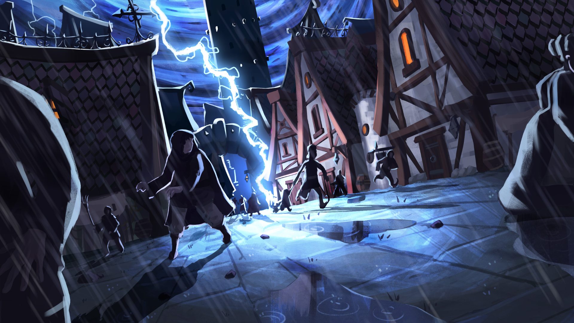 Un éclair magique s'abat sur une cité de The Last Artifact